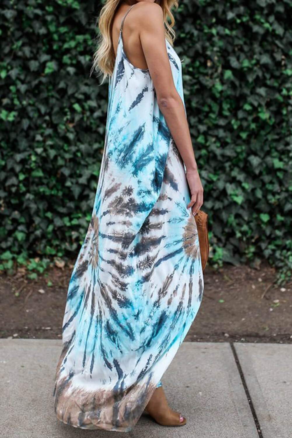 Multicolor Summer Printed Spaghetti-neck Maxi Dress