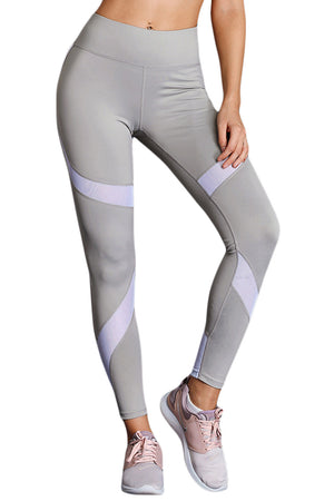 Gray Patchwork High Waist Gym Leggings