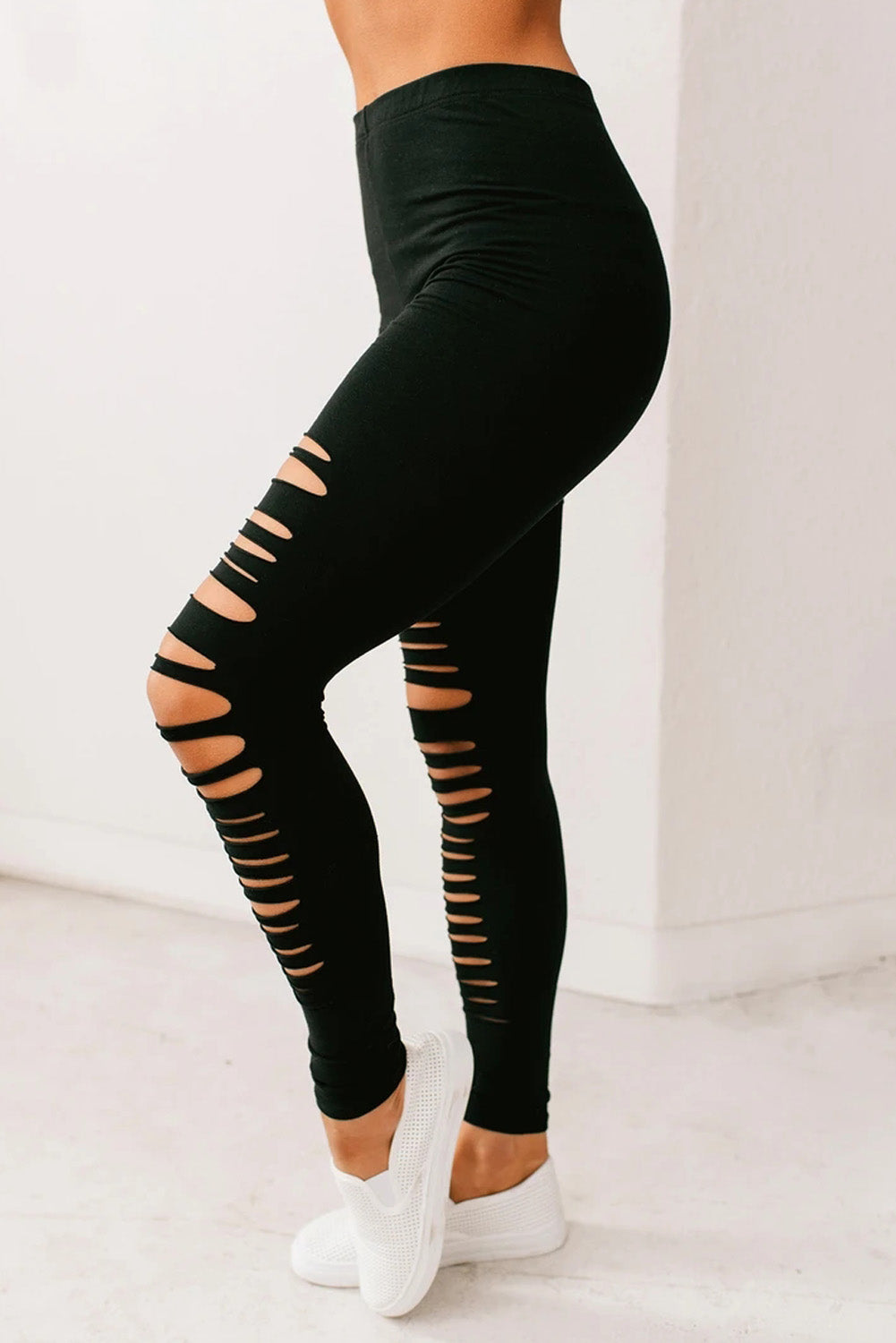 Black Distressed Leggings