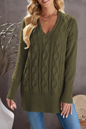 Army Green Oversized Cozy up Knit Sweater