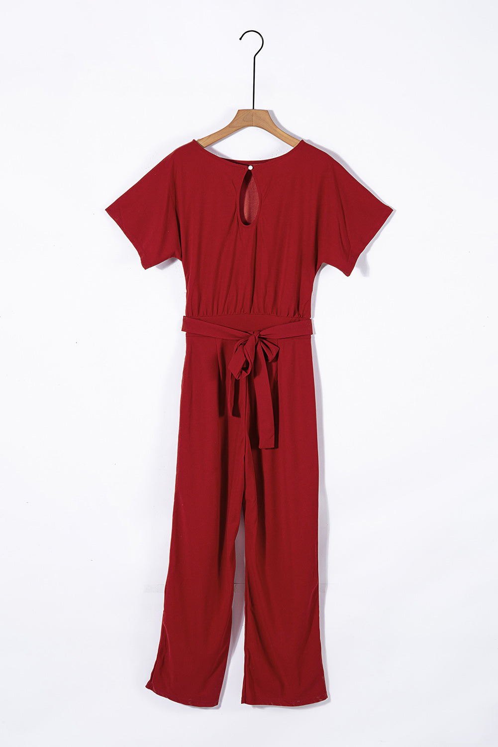 Red Oh So Glam Belted Wide Leg Jumpsuit