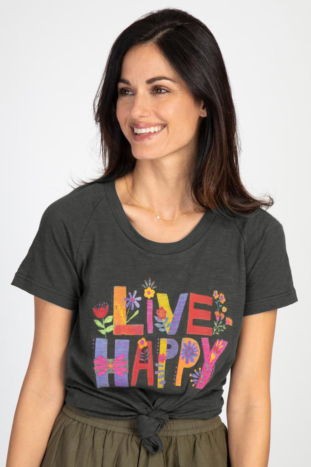Letter Print Short Sleeve Graphic Tee