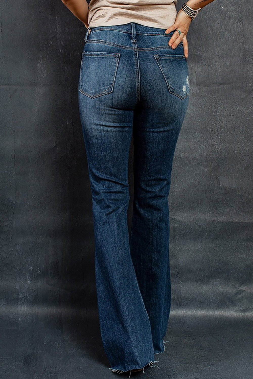 Heart Print Ripped Bell Jeans