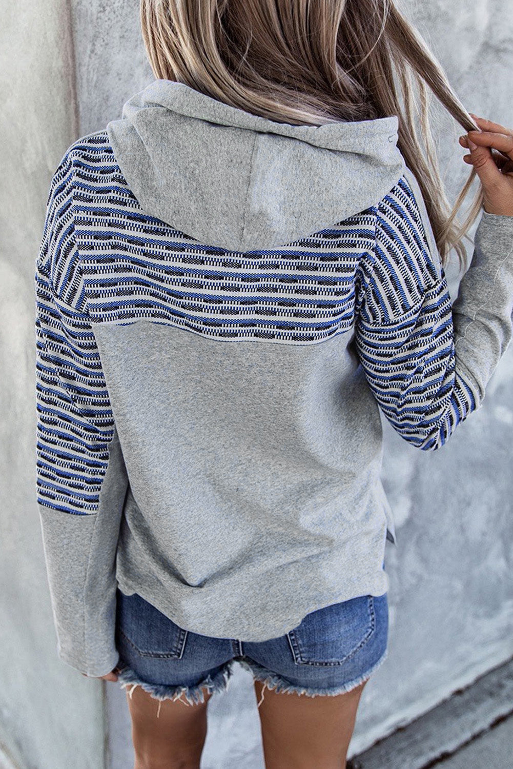 Pattern Print Kangaroo Pocket Long Sleeve Pullover Hoodie