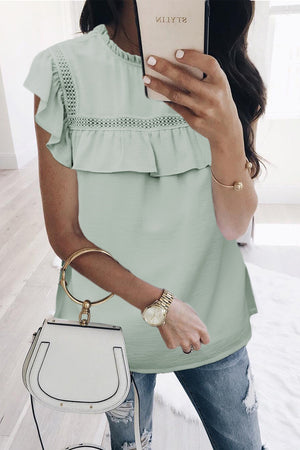 Green Flutter Ruffled Top