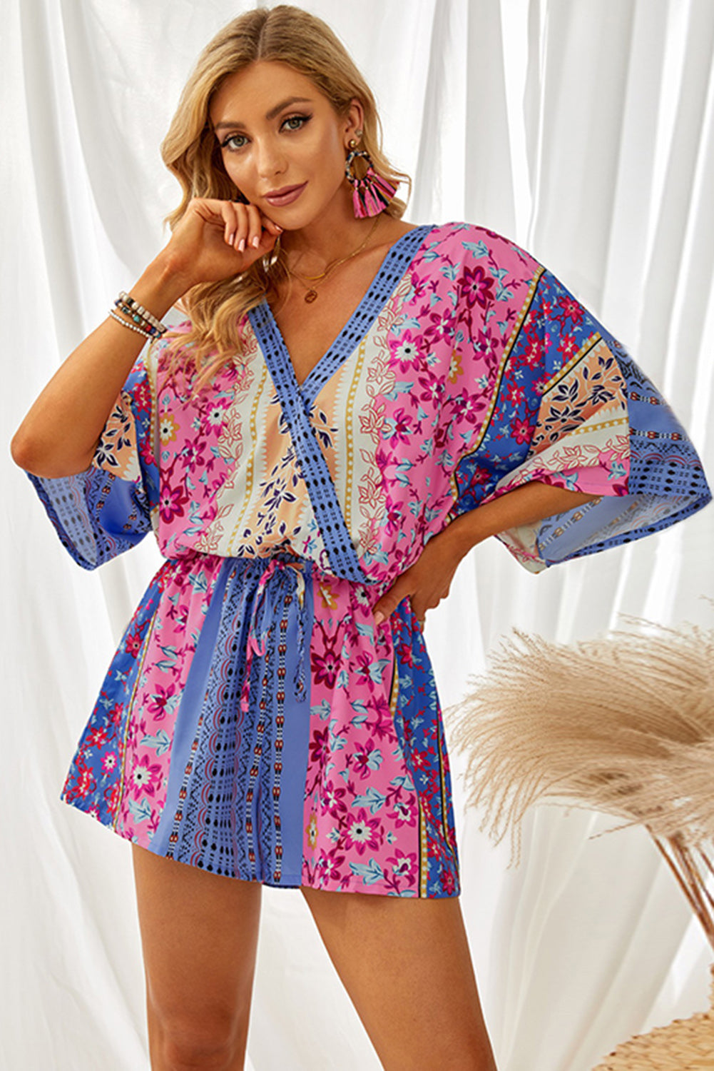 Floral Mix Kimono Sleeve Romper