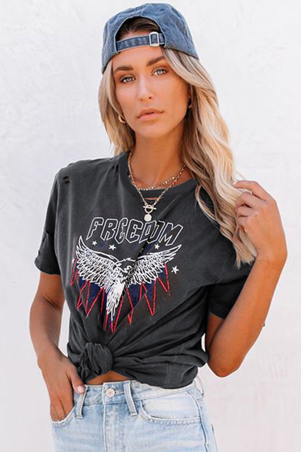 FREEDOM EAGLE Distressed Tee