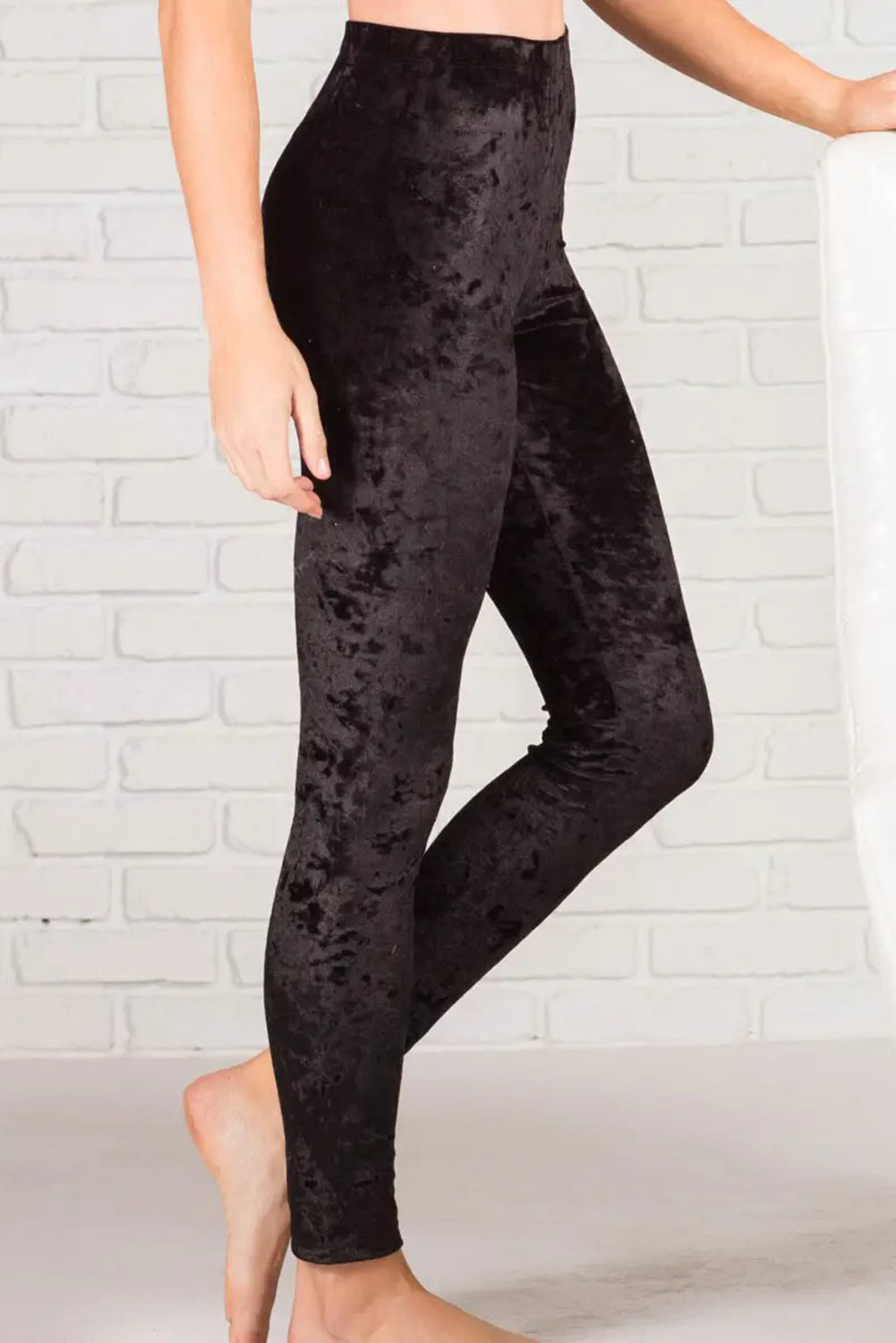 Black Velvet High Rise Leggings