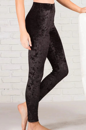 Black Velvet High Rise Leggings