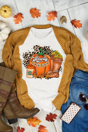 Halloween Pumpkin Face Graphic Print Short Sleeve T-shirt