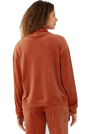 Funnel Neck Velour Sweatshirt and Pants Lounge Set