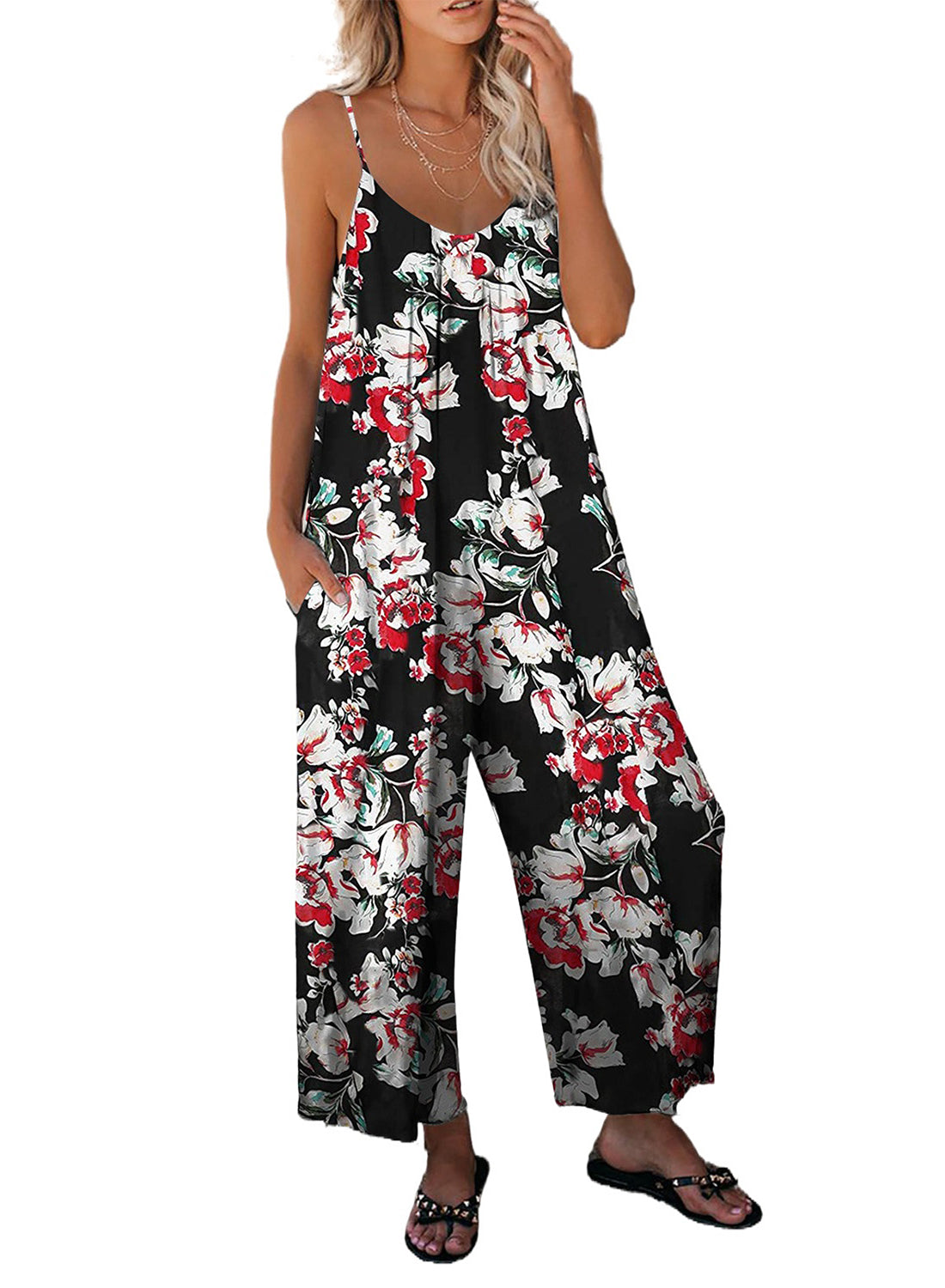 Floral Print Spaghetti Strap Wide Leg jumpsuit
