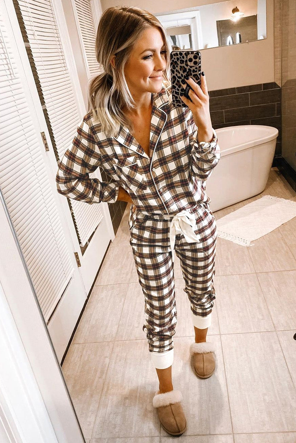 Christmas Fashionable Plaid Print Home Set