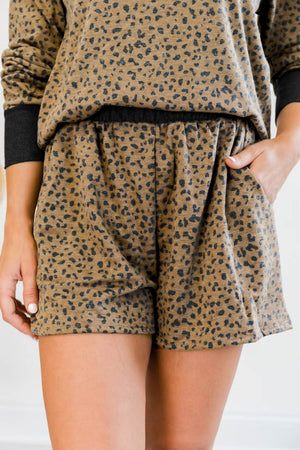 Leopard Print Hollow-out Blouse and Shorts Lounge Wear