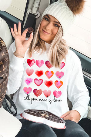 Heart Shape Letter Print Long Sleeve Sweatshirt