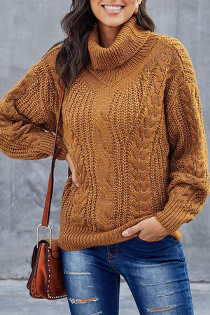 Yellow Chunky Turtleneck Sweater