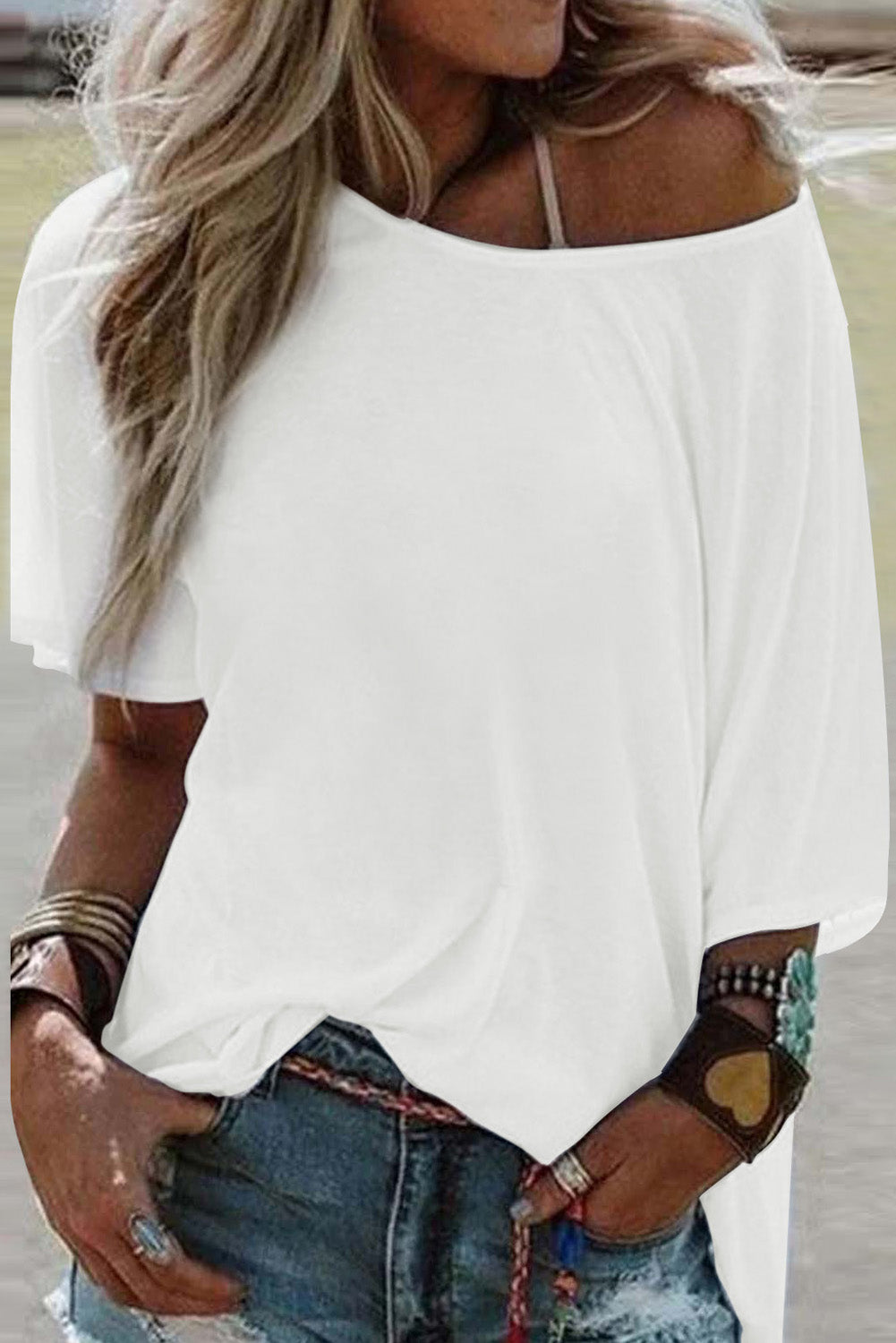 White Crew Neck Short Sleeve Loose Tee