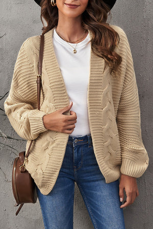 Beige Chunky Wide Long Sleeve Knit Cardigan