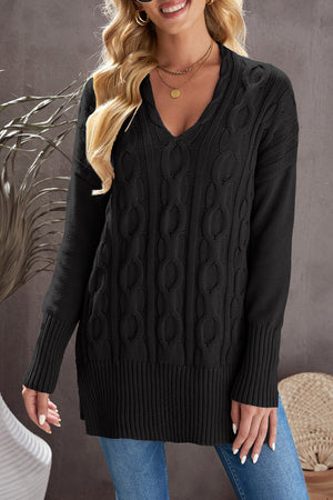 Black Oversized Cozy up Knit Sweater