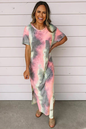 Gray Tie Dye Maxi Dress
