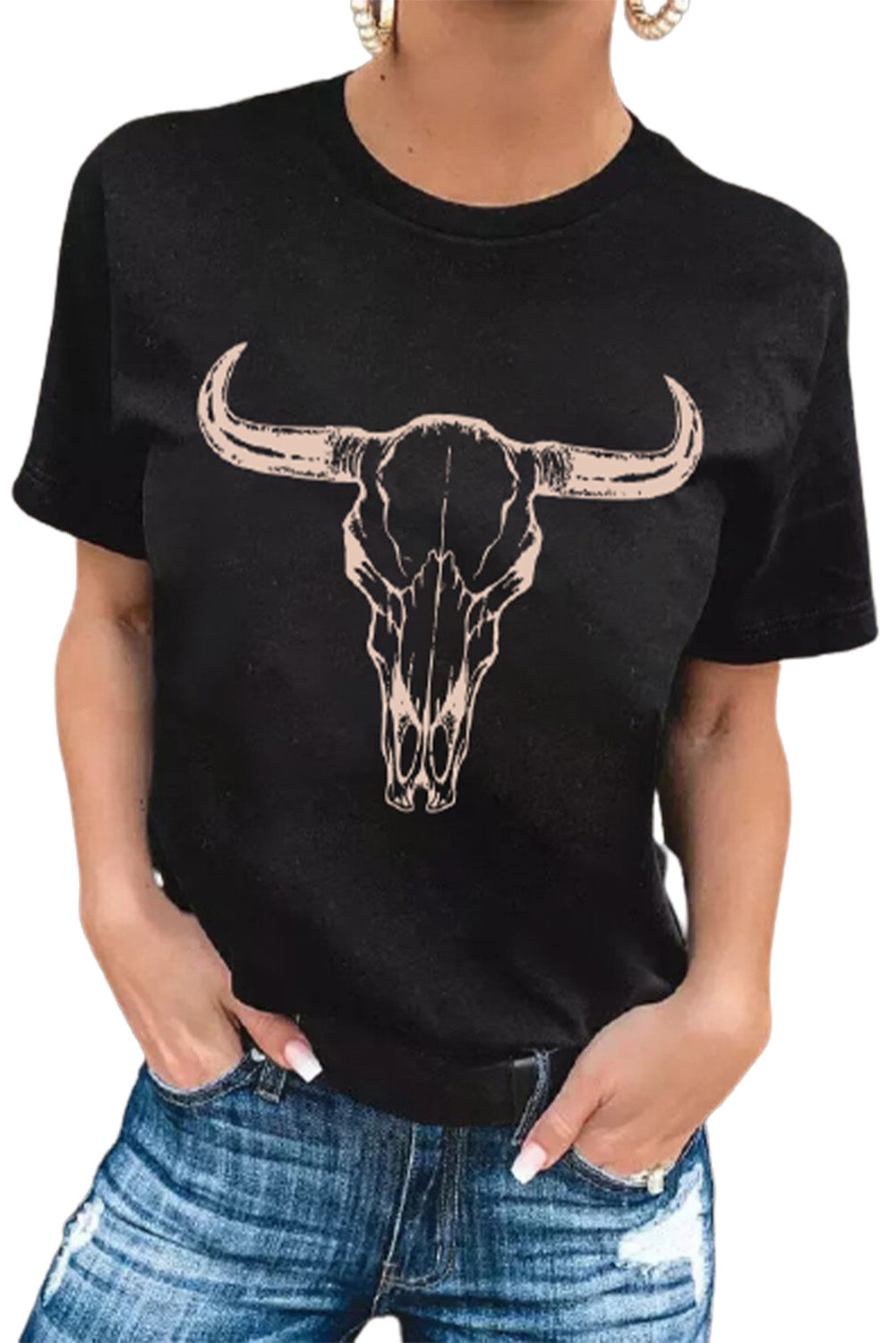 Animal Print Crew Neck Short Sleeve Graphic Tee