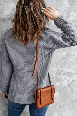 Gray Cozy Long Sleeves Turtleneck Sweater