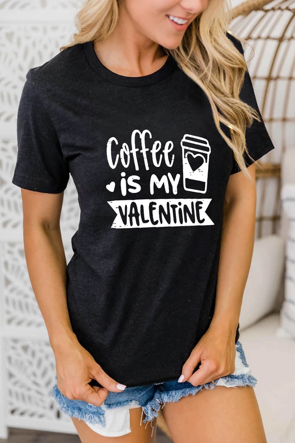 Letter Print Short Sleeve Graphic Tee