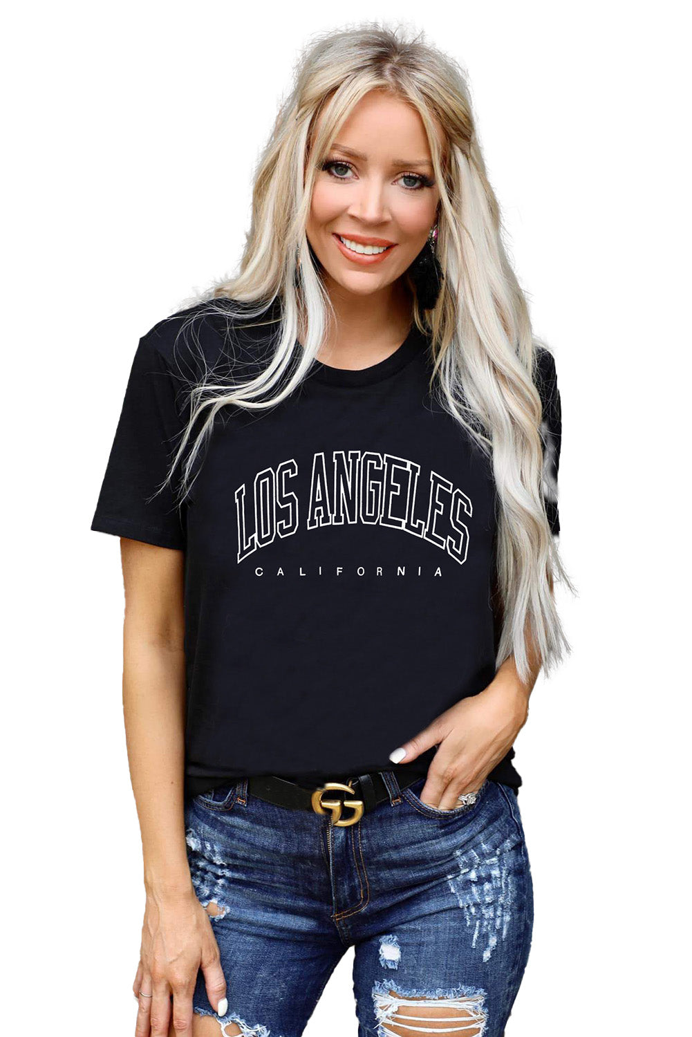 Letter Print Crew Neck Short Sleeve T-shirt