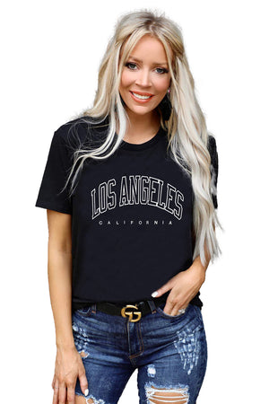 Letter Print Crew Neck Short Sleeve T-shirt