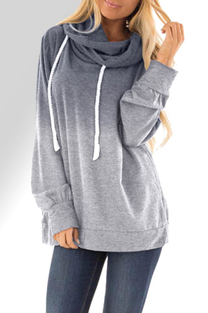 Gray Ombre Pullover Long Sleeve Hoodie