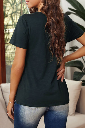 Distressed Crew Neck Flag Element Lip Graphic T-shirt