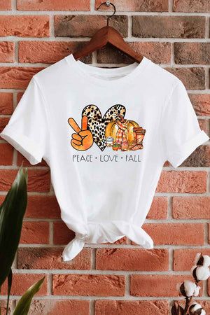 PEACE LOVE FALL Graphic Womens Tee