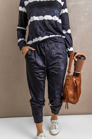 Black Stripes Long Sleeves and Joggers Lounge Set