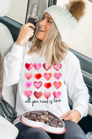 Heart Shape Letter Print Long Sleeve Sweatshirt