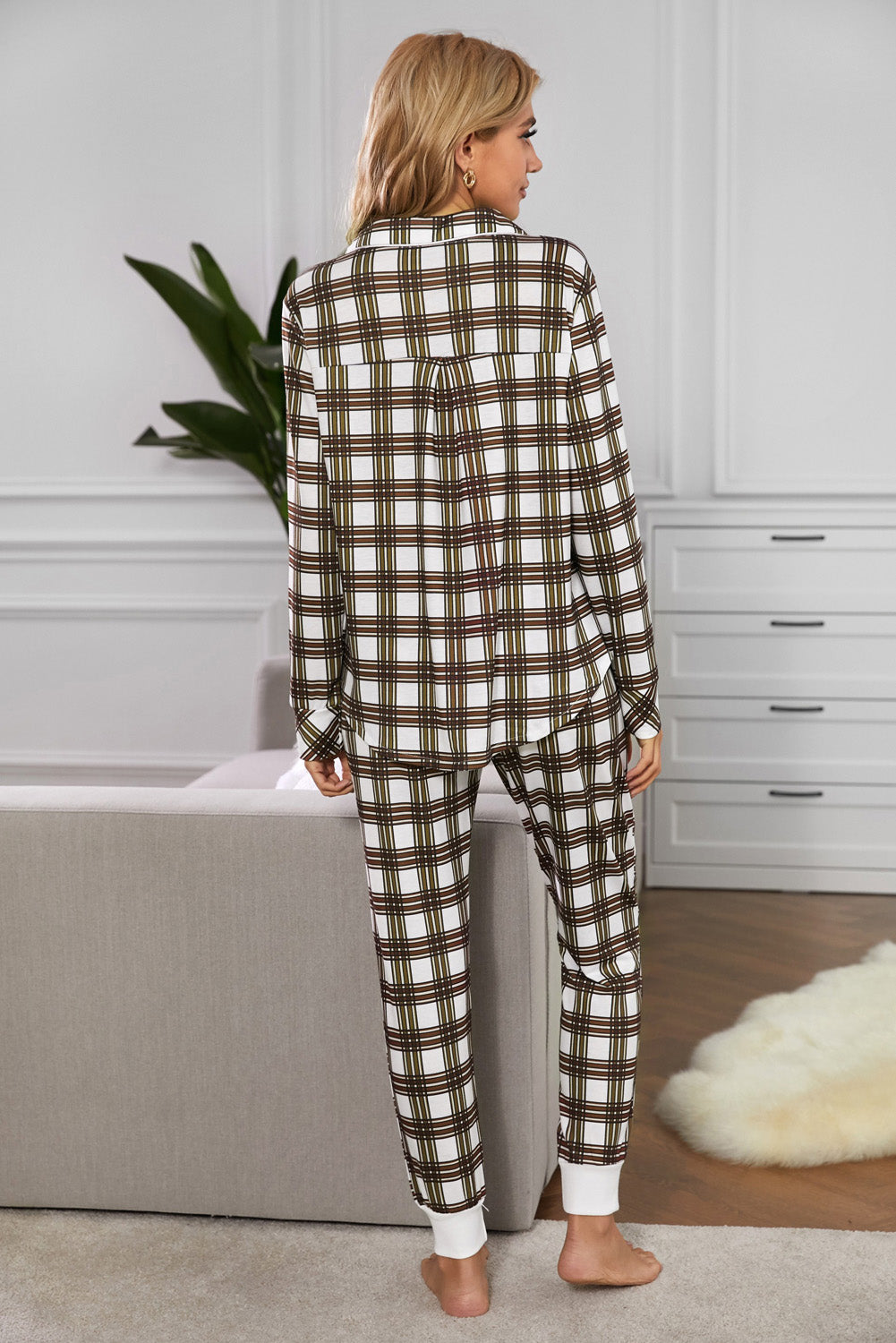 Christmas Fashionable Plaid Print Home Set