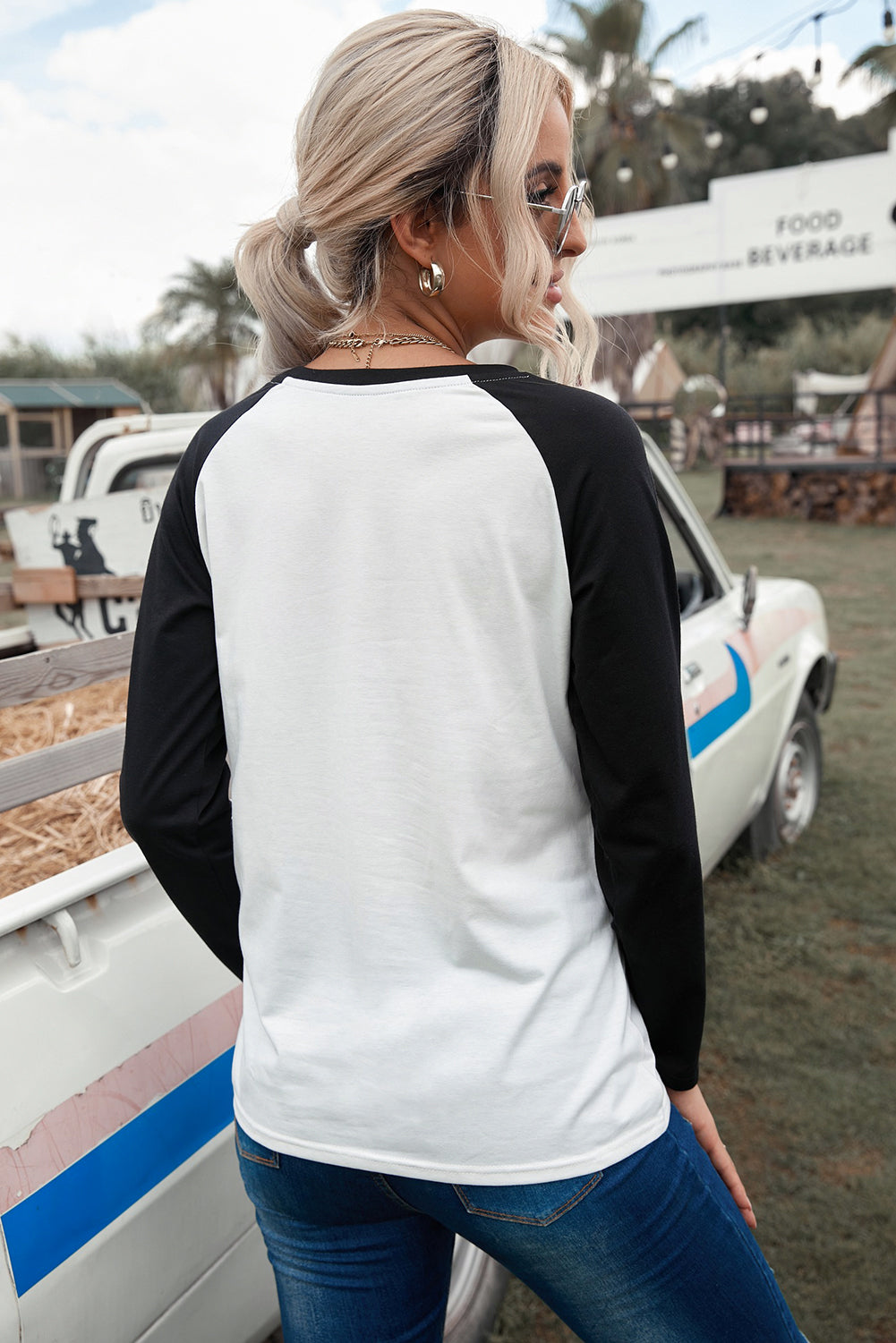 Serape War Paint Graphic Raglan Sleeve Top