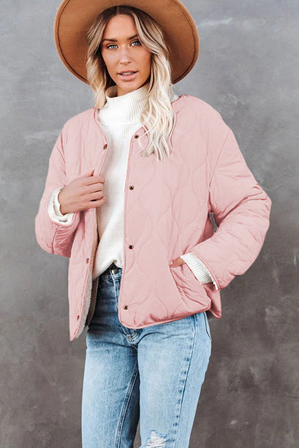 Pink Buttoned Double-sided Coat