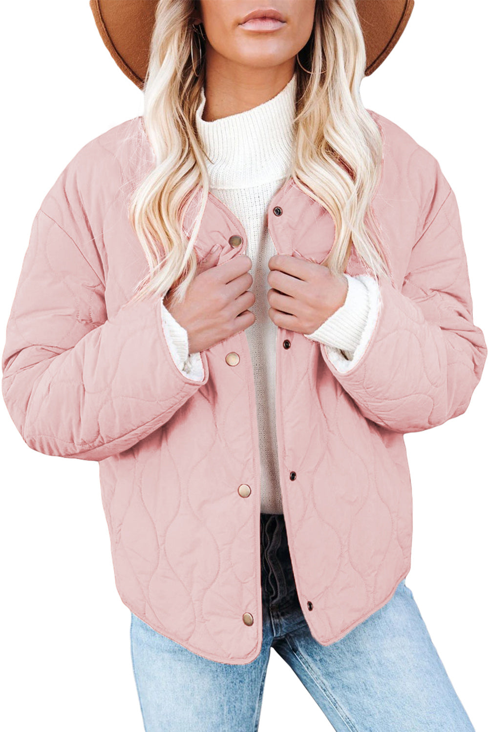 Pink Buttoned Double-sided Coat