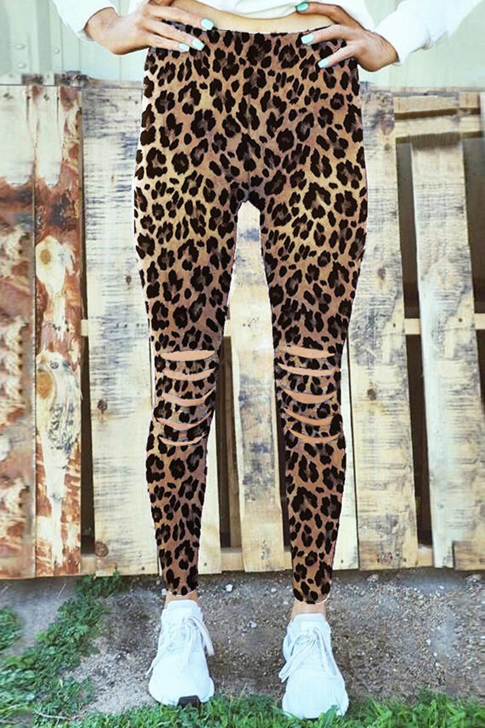 Leopard Hollow Out Fitness Activewear Leggings