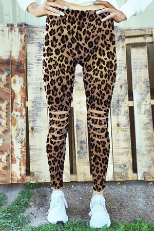 Leopard Hollow Out Fitness Activewear Leggings