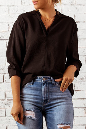 Black Collared 3/4 Sleeve Shirt