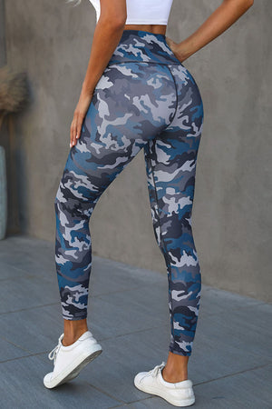 Green Mid Waist Ankle-length Camouflage Leggings