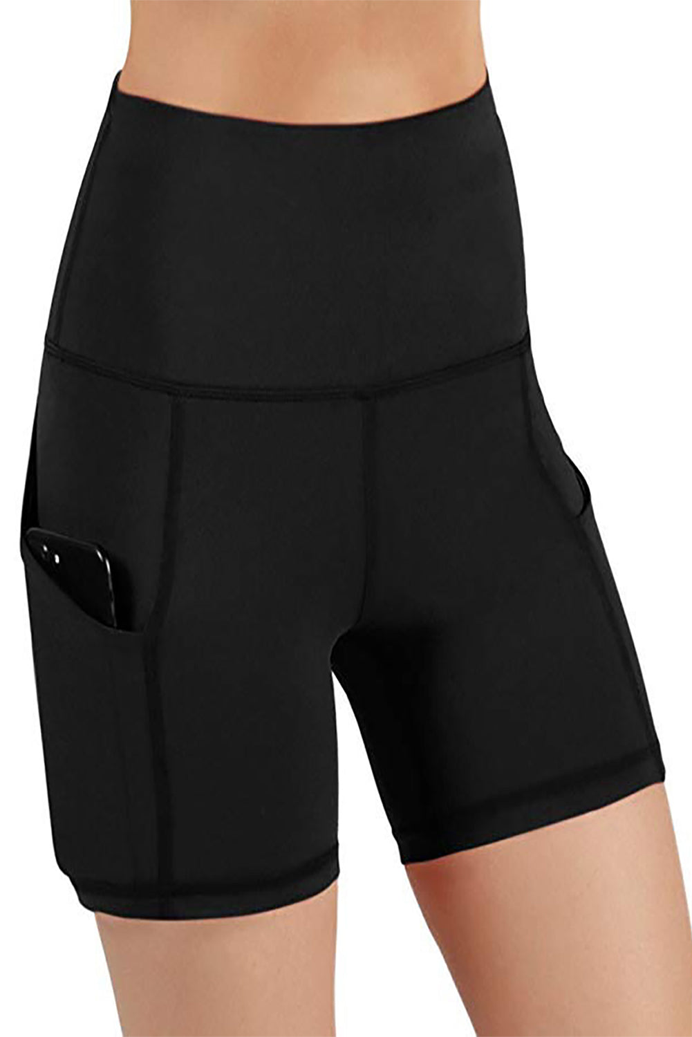 Black High Waist Short Legging with Pocket