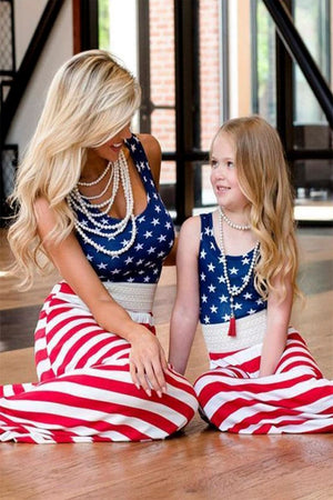 Daughter & Me Matching American Flag Maxi Dress